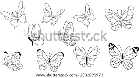 Butterfly line hand painted simple lines