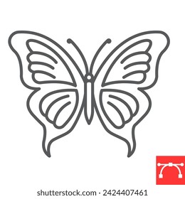 Icono de línea de mariposa, Pascua y verano, insecto mosca con alas icono de vector, gráficos vectoriales, signo de contorno de trazo editable, eps 10.