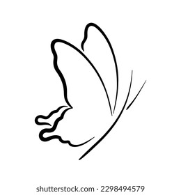 Butterfly line icon. Hand drawn vector doodle illustration. Isolated element on white background. Best for seamless patterns, posters, cards, stickers and web design.