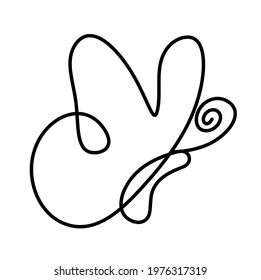 Butterfly line icon, isolated on the white. Vector