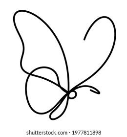 Butterfly line icon, isolated on the white. Vector