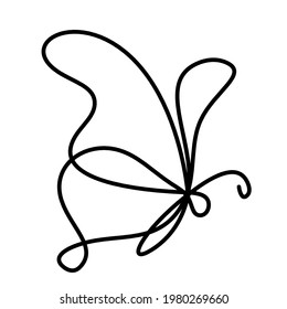 Butterfly line icon, isolated on the white. Vector