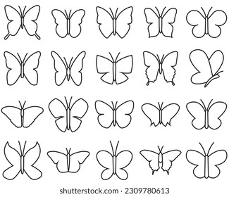 Butterfly line icon, logo vector