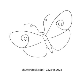 Butterfly line icon. Minimalistic sticker for social networks and instant messengers. Aesthetics and elegance, creativity and art. Biology, wild life and nature. Cartoon flat vector illustration