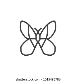 Butterfly line icon, outline vector sign, linear style pictogram isolated on white. Moth symbol, logo illustration. Editable stroke