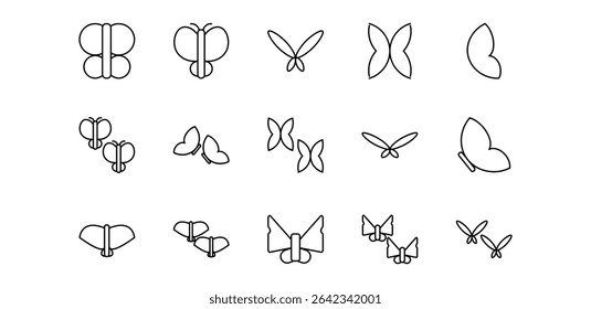 butterfly line icon pack illustration