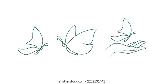 Butterfly line icon vector illustration 