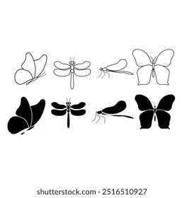 Butterfly line icons set. linear style symbols collection, outline signs pack. Insects animals vector graphics. Set includes icons as butterfly wings, moth, fly

