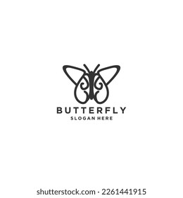 Butterfly line logo concept logotype design. Universal premium butterfly symbol