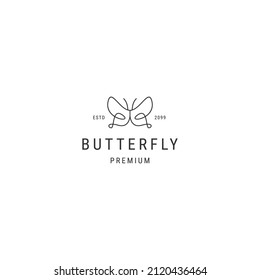 Butterfly line logo design template