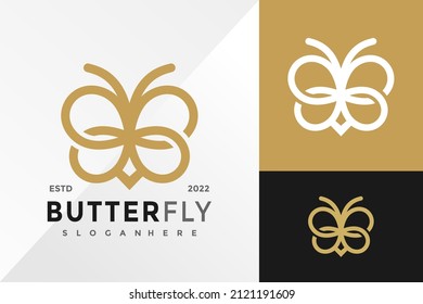 Design-Vorlage für Butterfly Line-Logos, Vektorgrafik