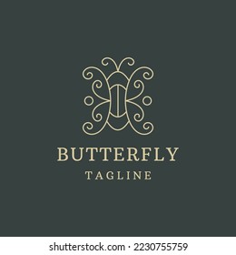 Butterfly line logo icon design template flat vector