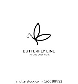 Butterfly line or outline or monoline logo for cosmetics brand and salon logo template