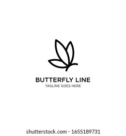 Butterfly line or outline or monoline logo for cosmetics brand and salon logo template