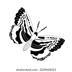Butterfly line silhouette. Sticker for social media and instant messengers. Nature and wild life. Aesthetics, elegance and beauty. Trendy logotype for company. Cartoon flat vector illustration