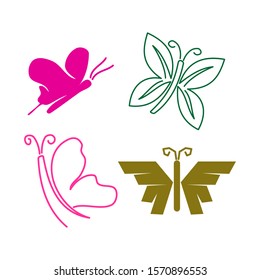 Butterfly Line Simple Logo Design Vector Illustration icon Set