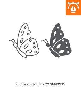 Butterfly line and solid icon, outline style icon for web site or mobile app, insect and wildlife, butterfly vector icon, simple vector illustration, vector graphics with editable strokes.