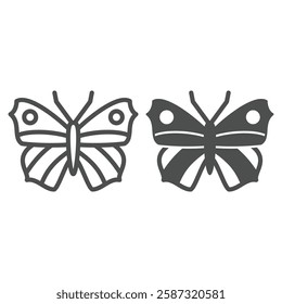 Butterfly line and solid icon, wildlife beauty concept. Vector graphics. Insect with wings sign on white background, outline style icon for mobile or web design