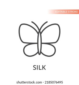 Icono vector de línea de mariposa. Sencillo símbolo de la seda delineada.