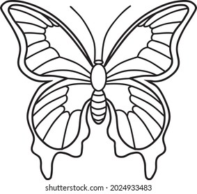 ilustración vectorial de línea de mariposa aislada en fondo blanco