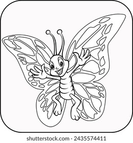 butterfly  line vector illustration isolated on white background