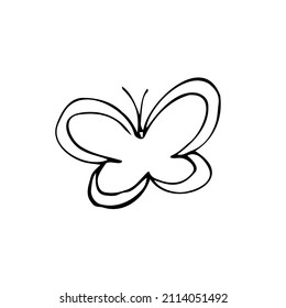 Schmetterling-Linie, Vektorgrafik. Moderne Linienzeichnung von einfachem Schmetterling Silhouette für Logo und Tattoo.