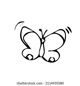 Ilustración vectorial de línea de mariposa. Dibujo de línea moderna de la silueta de mariposa de simplicidad para el logotipo y el tatuaje.