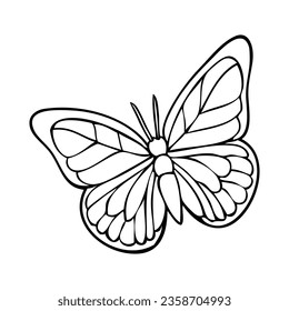 butterfly line vector illustration,isolated on white background,top view