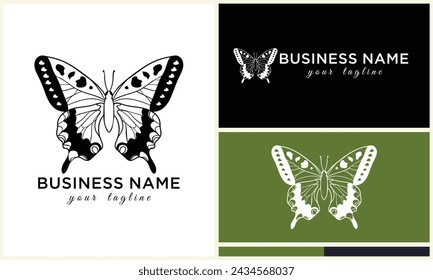 butterfly line vector logo template