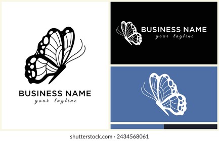 butterfly line vector logo template