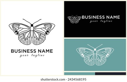 butterfly line vector logo template