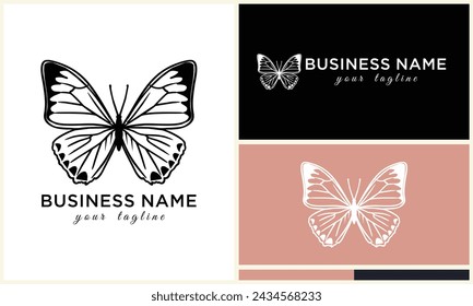 plantilla de logotipo de vector de línea de mariposa