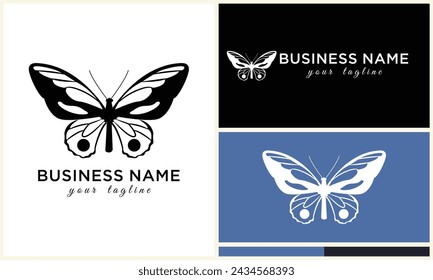 plantilla de logotipo de vector de línea de mariposa