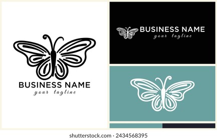 butterfly line vector logo template