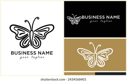 plantilla de logotipo de vector de línea de mariposa