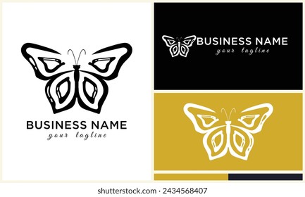 butterfly line vector logo template