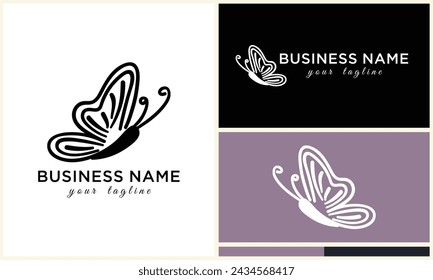 butterfly line vector logo template