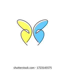 Estilo lineal mariposa, con el concepto de diseño de letra B inicial, aislado en fondo blanco.