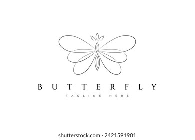 Butterfly Linear Style Luxury Fashion Boutique Feminine Symbol Logo