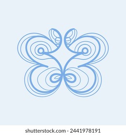 butterfly lined ornament blue element 