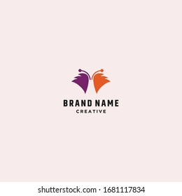 Plantilla de diseño de vectores abstractos con logotipo de mariposa  