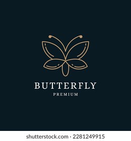 Butterfly Logo abstract vector geometric design icon template linear style.