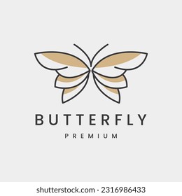 Estilo lineal del icono de diseño geométrico abstracto del logotipo de la mariposa vectorial.