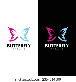 Butterfly Logo, Animal Design With Beautiful Wing Symbol Template