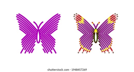 butterfly logo. beauty graphic arts. elegance ease. purple butterfly icon. Outline butterfly icon.  Colored butterfly. Vector illustration