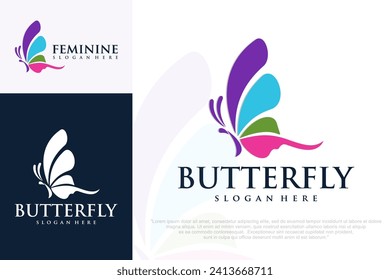 Butterfly logo. Beauty butterfly symbol logotype. Vector illustration