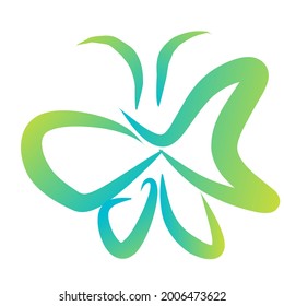 Butterfly logo with blue and yellow gradations.