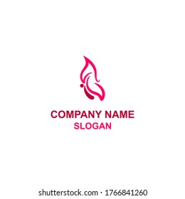 Butterfly logo with the body forming F initial letter implicitly, feminine and calm logo for companies with letter F initials.