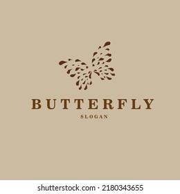 Butterfly logo for a brand or company isolated on a beige background. Vector illustration for hotel complexes, beauty and health.