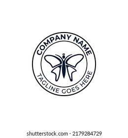 Butterfly logo in Circle. Luxury Back line logotype design. Universal premium butterfly symbol logotype.